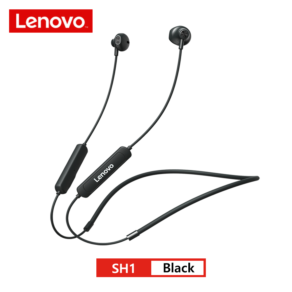 Lenovo SH1 bezprzewodowe słuchawki Bluetooth 5.0 słuchawki z pałąkiem na kark dźwięk HIFI sportowy magnetyczny zestaw słuchawkowy IPX5 wodoodporne słuchawki douszne z mikrofonem: WHITE