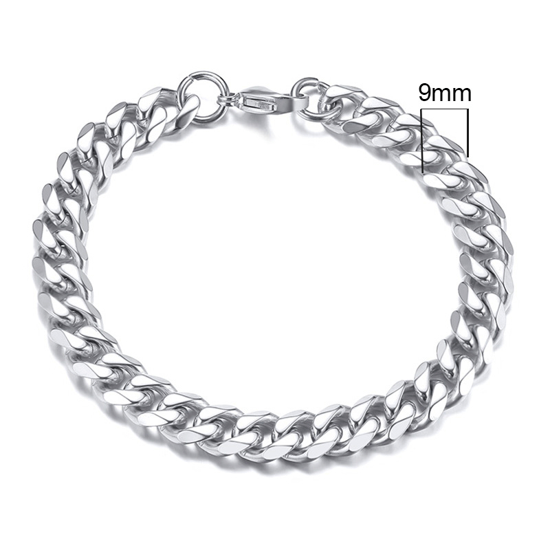 Vnox Heren Eenvoudige 3-11mm RVS Curb Cubaanse Link Chain Armbanden voor Vrouwen Unisex Pols Sieraden