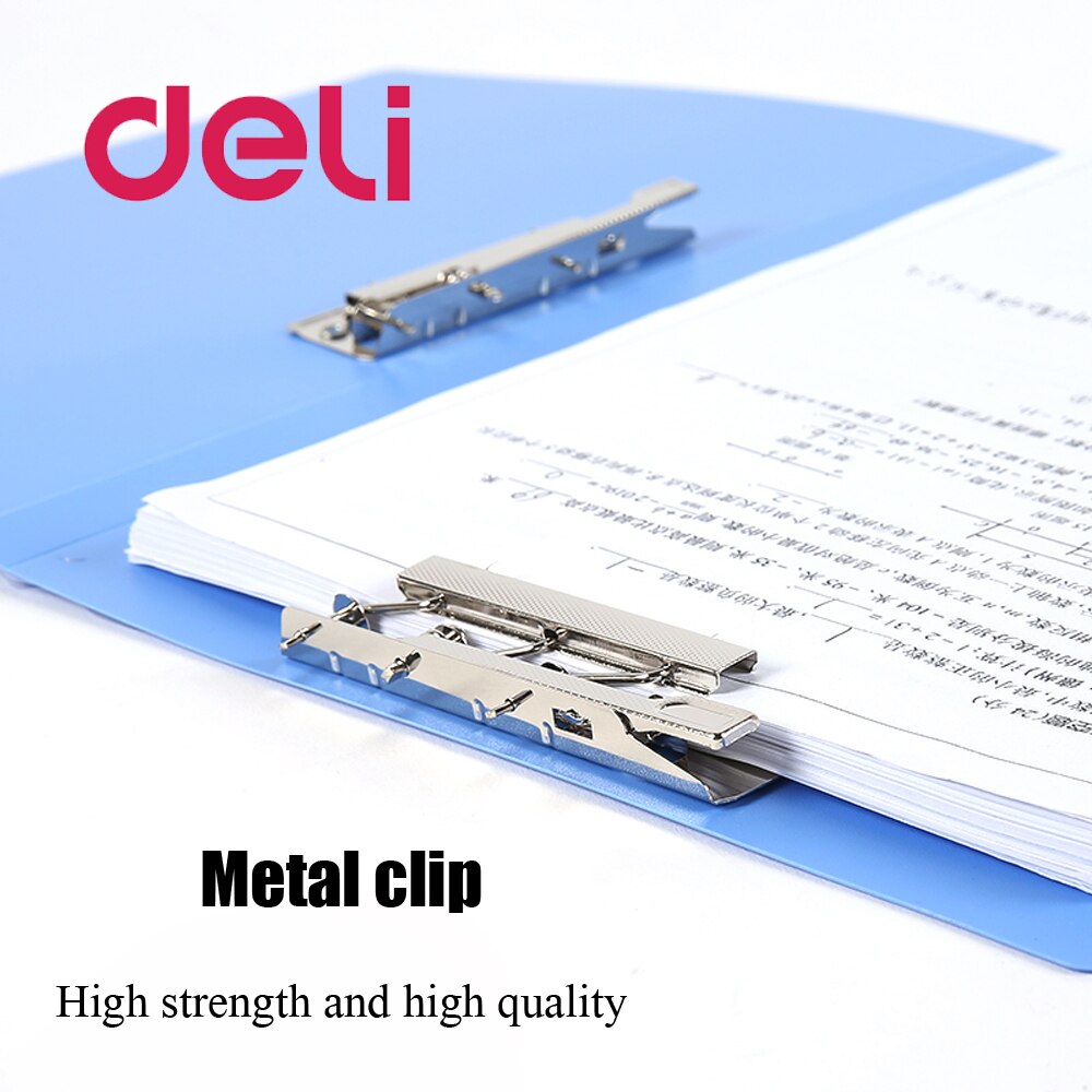 Deli 1pcs A4 File Folder Single and Double clip Student Supplies Information Insert folder Test Paper Board clip Stationery