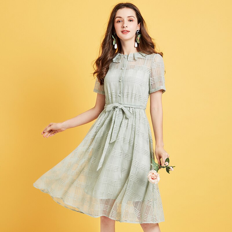 green plaid dresses New Traditions Green Plaid Mini Dress main image 1