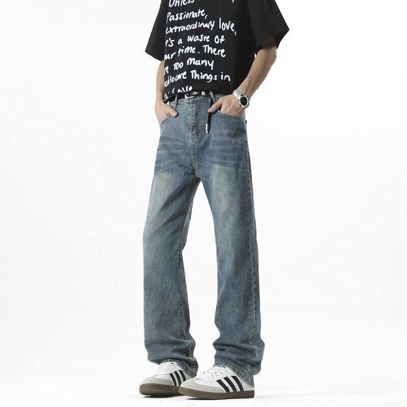 Plusstorlekar herr slim fit vintagejeans s-xxxxxl klassiska retro renfärgade skinny denimbyxor för vardagsbruk denimbyxor 5xl: L / Blå