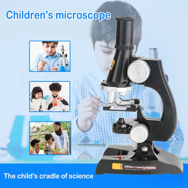 100X-450X Beginner Biological Microscope Metal Body With LED Light And Phone Holder Adapter Plastic Slides For Kids Child