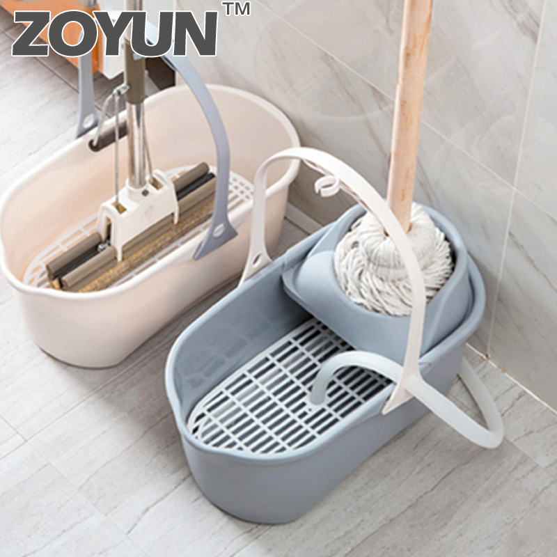 Rechthoekige mop cleaning emmer draagbare plastic emmer huishouden cleaning emmer wasstraat emmer wringen droog mop squeeze mop