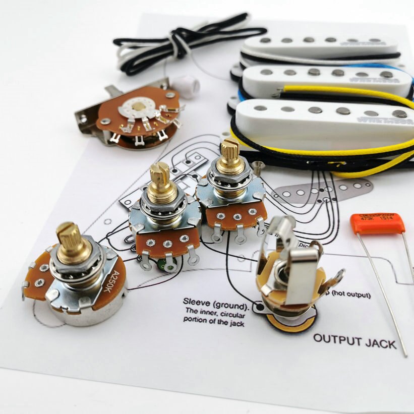 Wilkinson Wvs 60's Alnico5 Sss Single Coil Gitaar Pickups Met Alpha 250K Koperen As Bedrading Kit Voor-Stra /1 Set