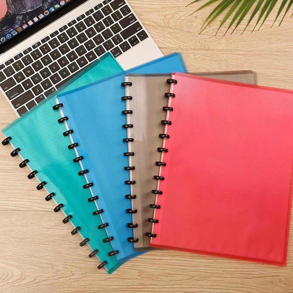 1Pc A412Hole Colorful Plastic Clip File Folder Transparent School Office Binder Supplies Planner Notebook Loose Leaf Ring A H3Z3