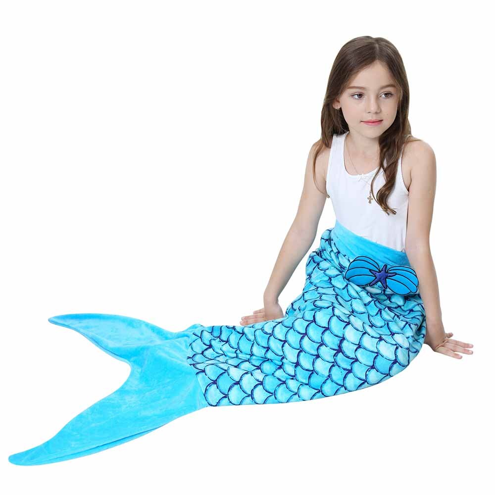 Mermaid Fish Tail Blanket Polar Fleece Wearable Portable Mermaid Blankets For Children Girl Kids On Bed Throw Plaid Blanket