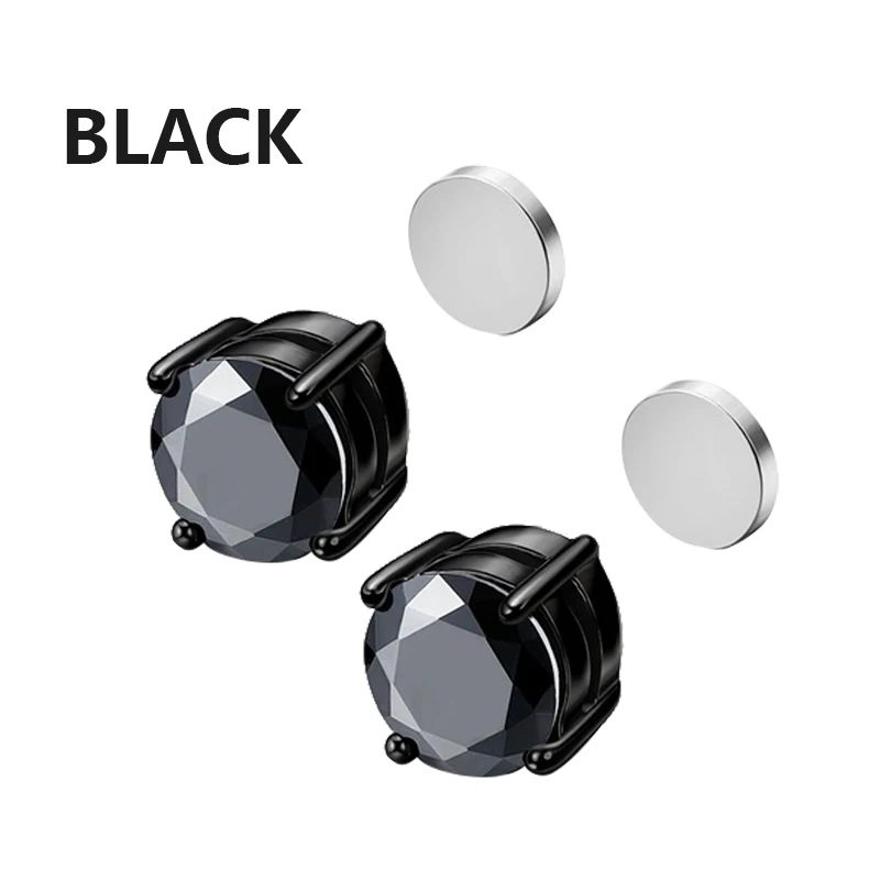 1/3 pares de pendientes magnéticos de cristal de 6MM sin perforación de acero inoxidable para hombres, pendientes magnéticos de circón Punk, joyería sin perforación