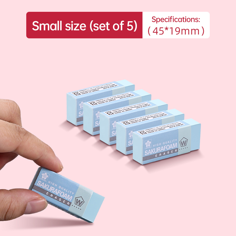 5 stk. sakura skumviskelæder, skitsetegning, kunstviskelæder, ultrarent, elevviskelæder, skoleartikler, leverandør: Himmelblå