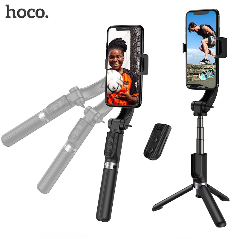 Hoco bluetooth selfie stick mobiltelefon stabilisator anti-shake skydning artefakt gyro trådløs stativ selfie stick ios android