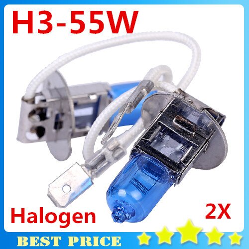 2 stks 12 v 55 w H3 Koplamp Lamp Xenon Donkerblauw Glas Vervanging Auto Halogeenlamp Super White