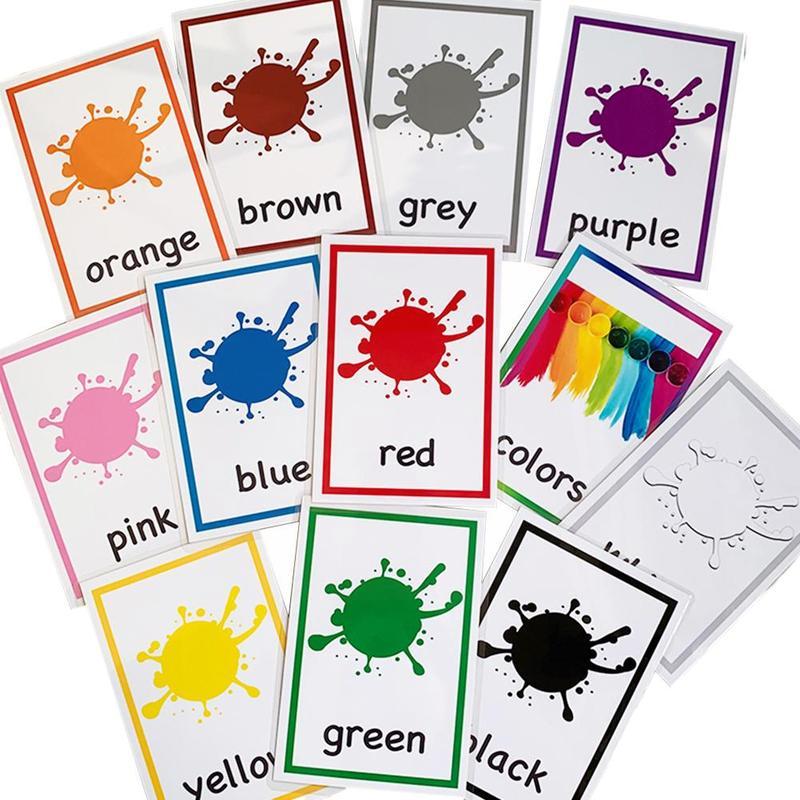 12pcs/set Montessori English Learning Word Cards Children Educational Toys Game Kids English Memory Early Color Flashcards P2l6