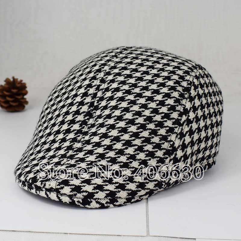 Hösten houndstooth pläd barn basker hattar baby boy visir kepsar tidnings hattar shxb 004: Vit