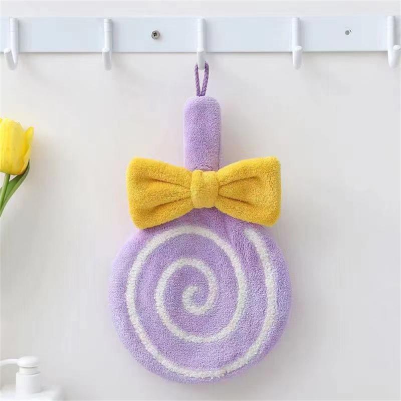 Cartoon Handdoek Zacht Absorberend Koraalfluweel Geborduurd Huidvriendelijke Microfiber Lolly Afveegdoek Voor Keukenbadkamer: Black