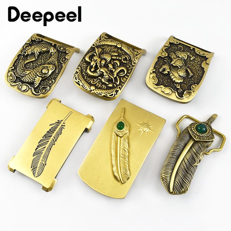 Deepeel-hebillas de cinturón de latón puro para hombre, de acero inoxidable, 39/40mm, 37-38mm, cinturones de cuero DIY, accesorios de Hardware artesanal, 1 ud.