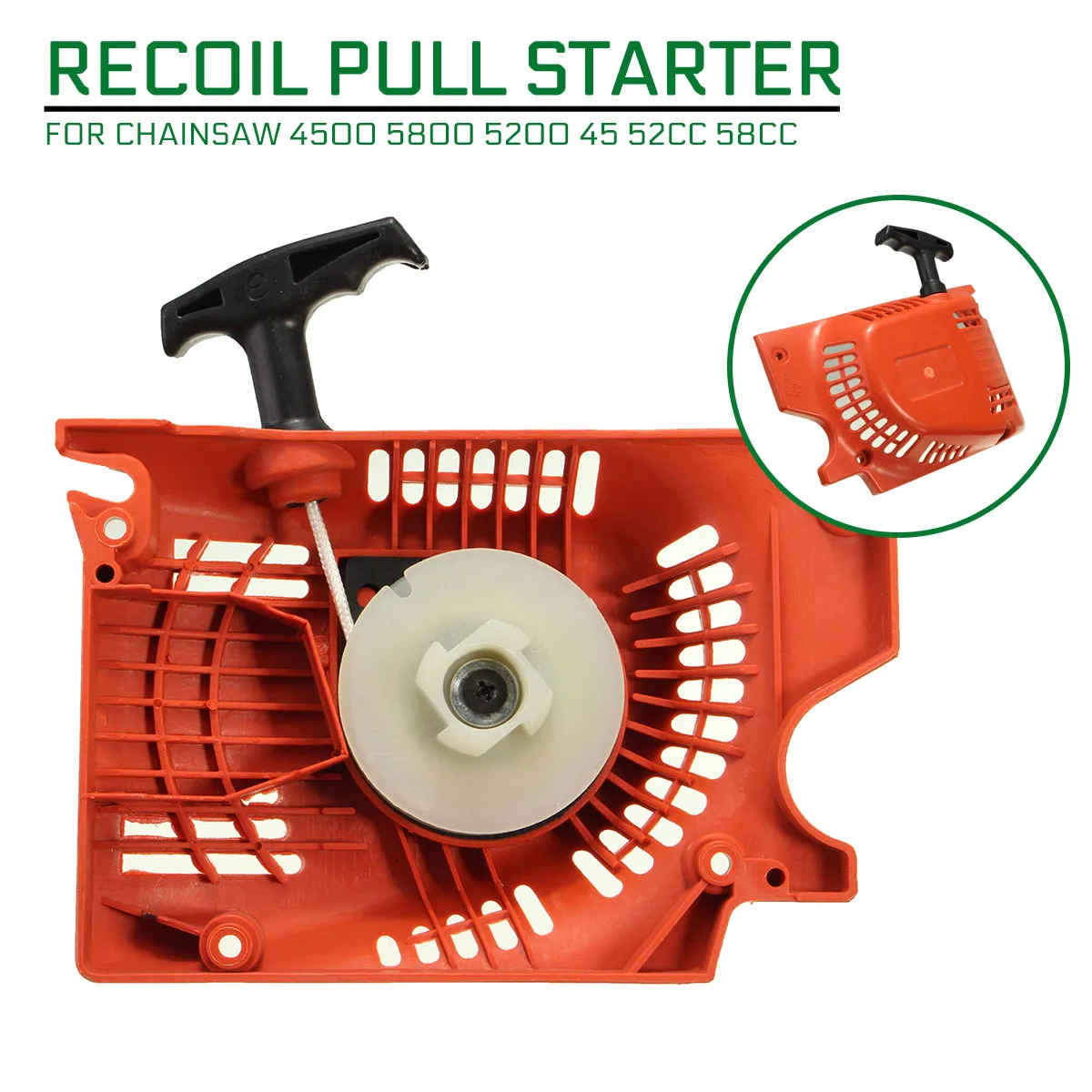 Arrancador de retroceso para motosierra china 4500 5800 5200 45 52cc 58cc Raptor rojo
