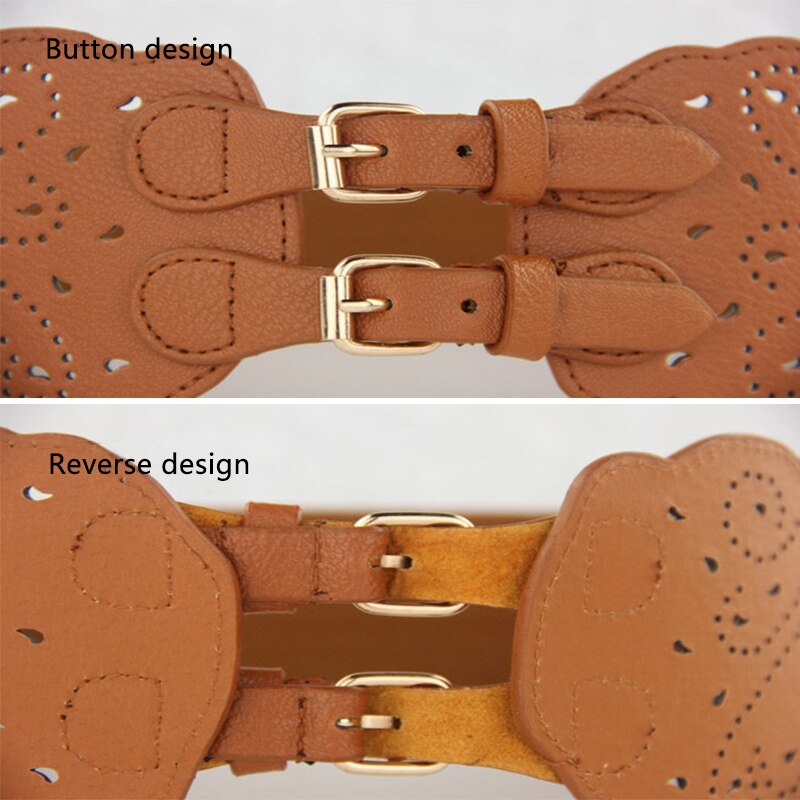 Elastic Wide Women Belts Double Buckle Ladies Belts For Dresses Coat Female Leather Corset Belt Black White Waistband
