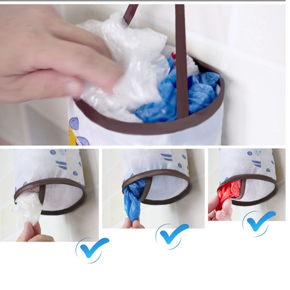 Storage Organization Trash Hanging Bag Kitchen Organizer Grocery Bag Holder Plastic Bag Dispenser Wall Mount Storage
