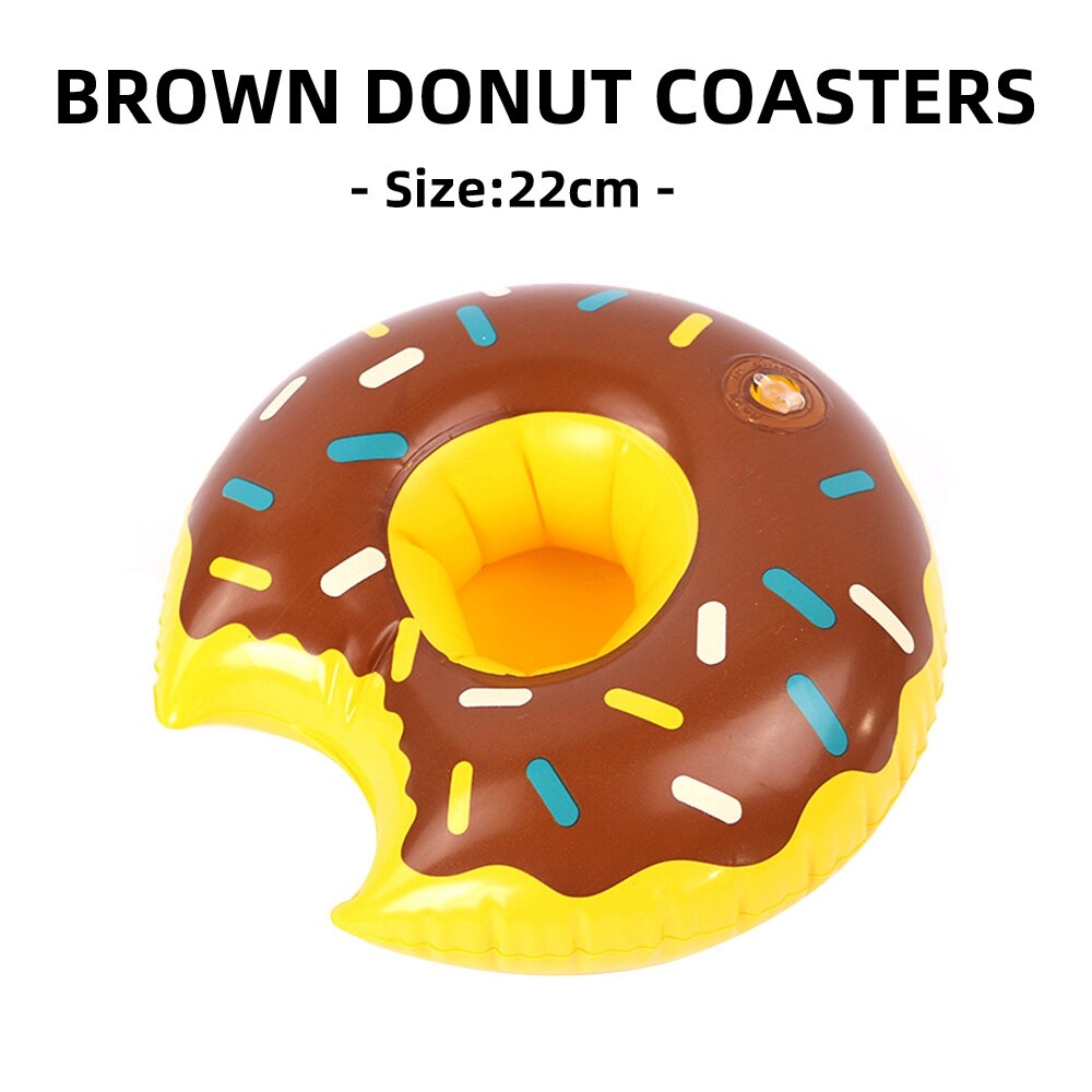 Coaster Inflatable PVC Donut Lemon Watermelon Pineapple Crab Love Cup Holder Inflatable Water Floating Cup Holder: brown donut