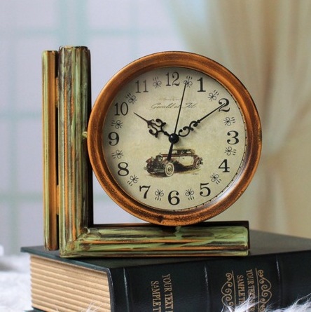 Double sided, wrought iron clock,retro clock living room desk study double fine quartz Mechanical Desk Clock Pendulum Metal