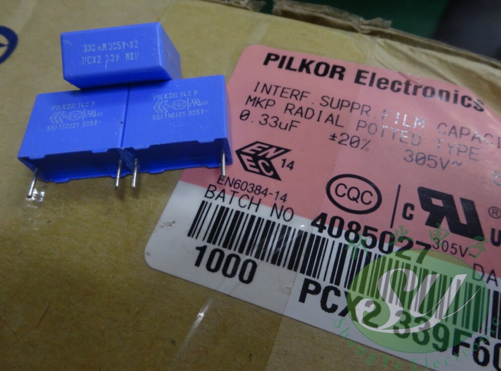 50 Stuks Bc Pilkor MKP339 0.33 Uf/305vac P15MM Blauw Film Condensator Vishay 334/305VAC Mkp 339 330nf U33 334 305vac 0.33 Uf