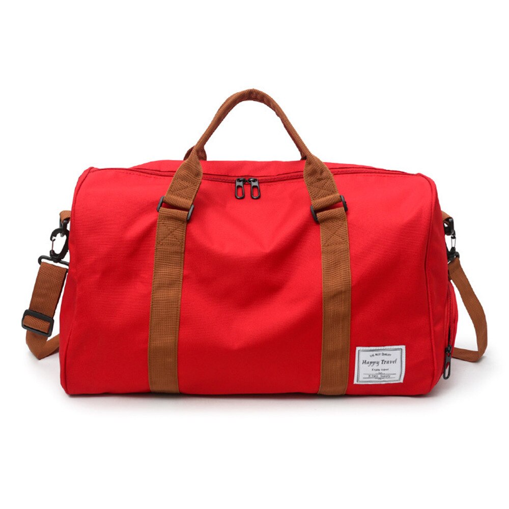 MOLLYGAN-Bolso de lona de gran capacidad para hombre y mujer, bolsa deportiva de viaje con compartimento para zapatos, para gimnasio: Rojo