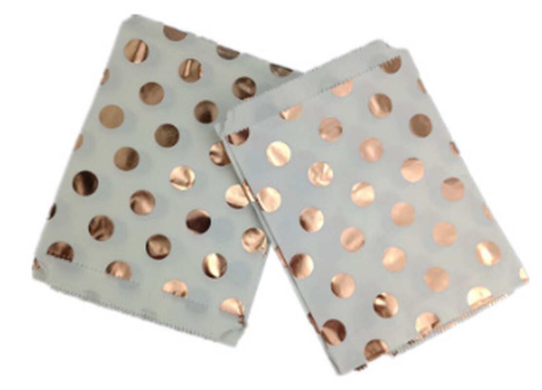 25 Pcs/pack 18cm Bags Paper Pouch Rose Gold Paper Food Safe Bags Birthday Wedding Party Favors Bags Packing for Guests