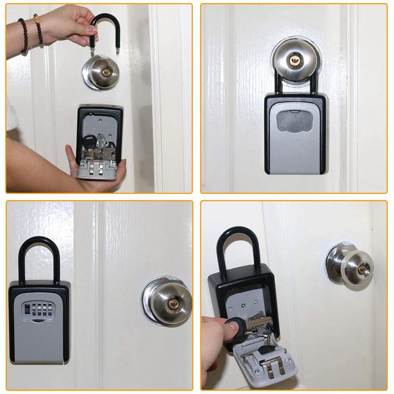 Key Lock Box Wall Mount Key Lock Box 4-Digit Combination Key Storage Lock Box Weatherproof for Outdoor Indoor