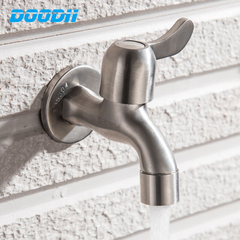 DODI 304 Edelstahl Garten Wasserhahn Zauberstab Montiert Gebürstet draussen Bibcock Garten Waschbecken Mopp Verlängern Wasserhahn Mopp Schwimmbad Wasserhähne