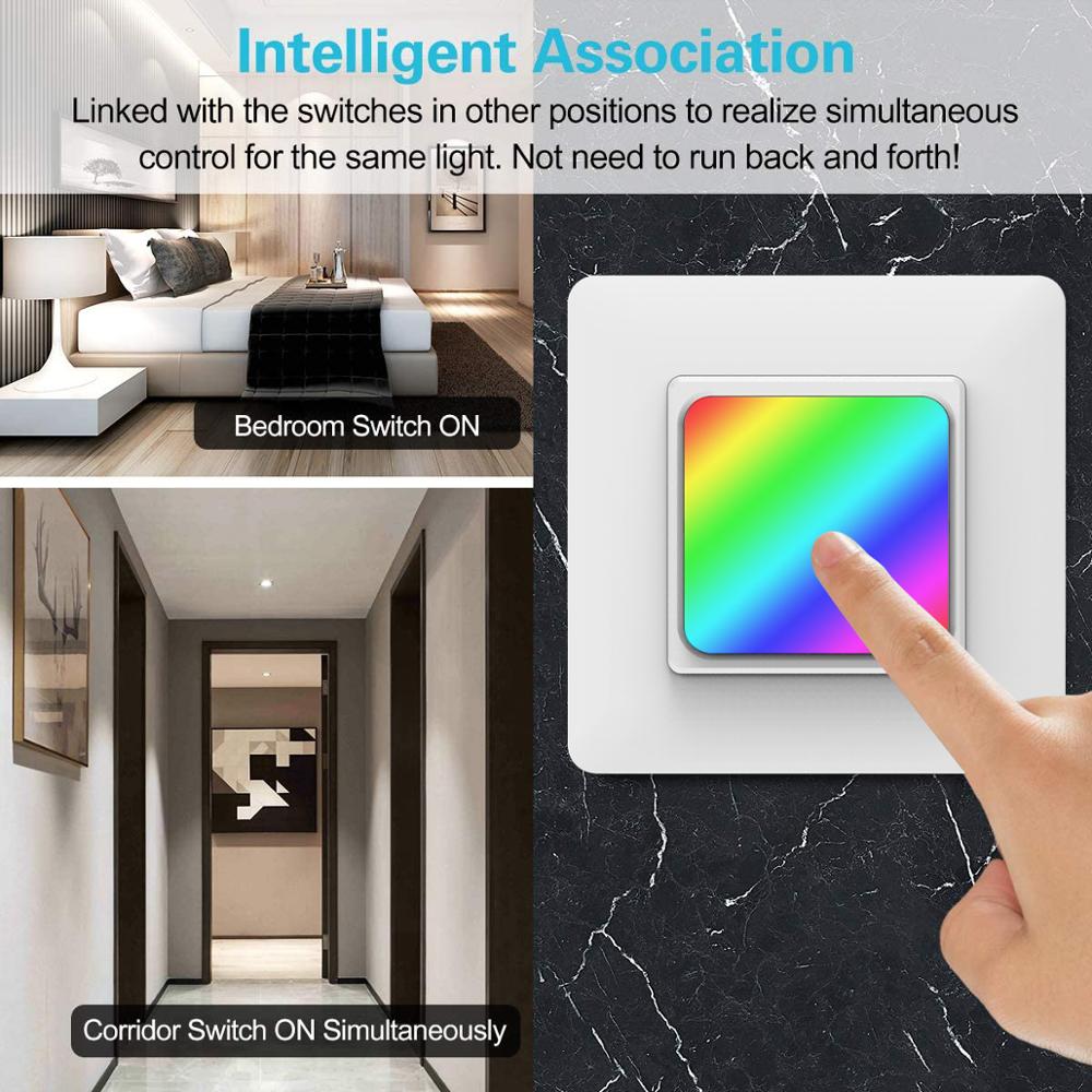 EU WiFi Smart Wall Switch Push Button Timer Relay Switch Voice Remote Control RGB LED Night Light Lamp TUYA Alexa Google Home