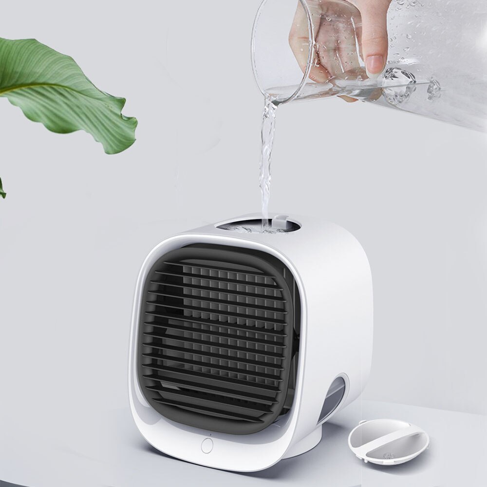 Mini ar condicionado portátil, ventilador refrigerador de ar usb desktop umidificador purificador verão ar ventilador resfriador com tanque de água para casa escritório