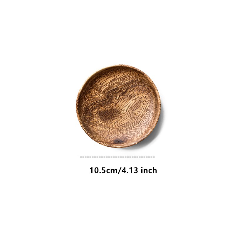 Naturlig tre runde tallerkener håndlaget dessert frukt brød tallerken tallerken brett snacks tallerken suppe retter te brett servise: D 10.5 x 2cm