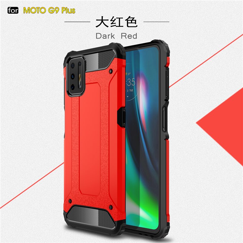 Case For Motorola Moto G9 Plus Case Bumper Anti-knock TPU+PC Hybrid Armor Cover For Motorola G9 Plus Phone Case For Moto G9 Plus: Moto G9 Play(Moto G9 / Red