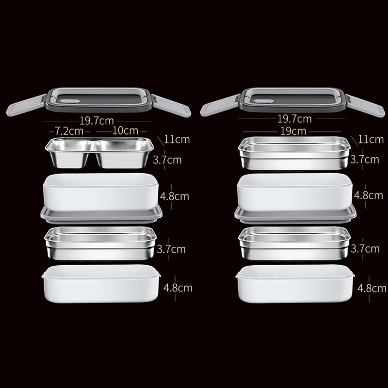 Lunch Box for Kids 304 Stainless Steel Bento Box Office Worker Microwae Heating Food Container Leakproof Food Storage Box