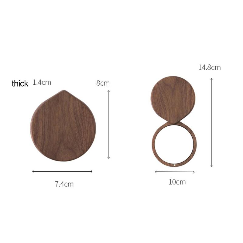 Espejo portátil de madera de nogal chino antiguo, espejo de maquillaje para chica de viaje al aire libre, espejo de tocador plegable portátil