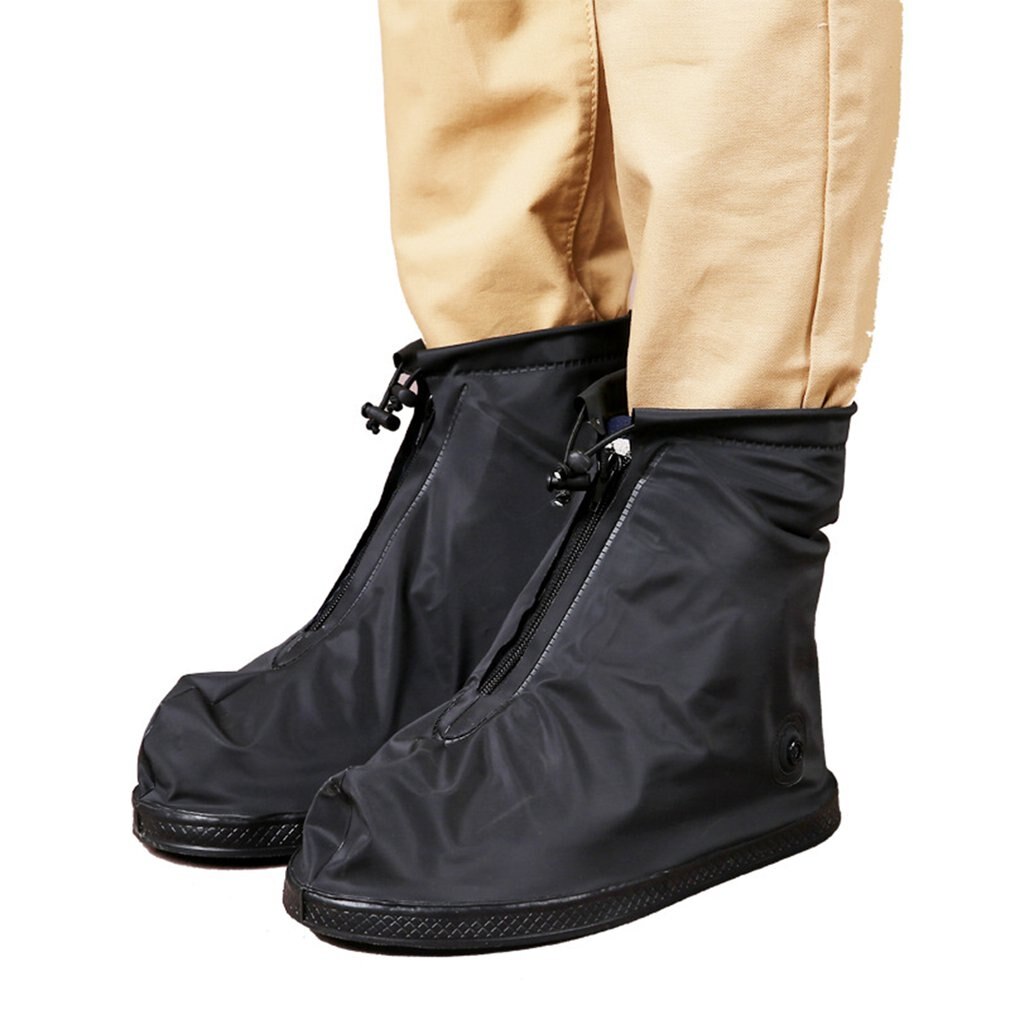 Funda de zapatos reutilizable a prueba de lluvia, gruesa, resistente al desgaste, impermeable, con cremallera, antideslizante