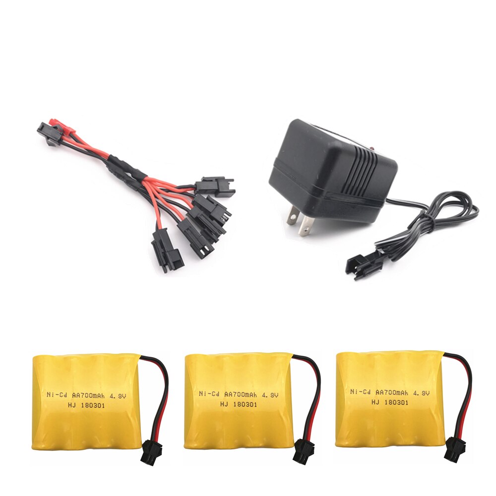 4.8V 700mAh Ni-Cd Battery With 5 in 1 Charger For Remote Control Toys Lighting Electric Tool AA Group RC TOYS Battery Group: 3pcs US Plug