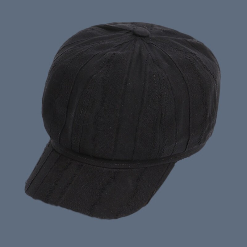 Tendance octogonale casquette gavroche femmes bérets printemps automne chapeau rétro artiste peintre dame bérets décontracté és pour les femmes cassés chapeaux: Black