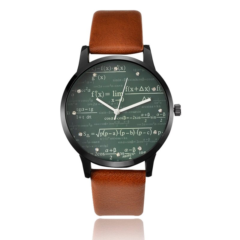 Miler Mens watch leather quartz Mathe matical formula prints wrist watch men causal relogio masculino erkek kol saati: LD
