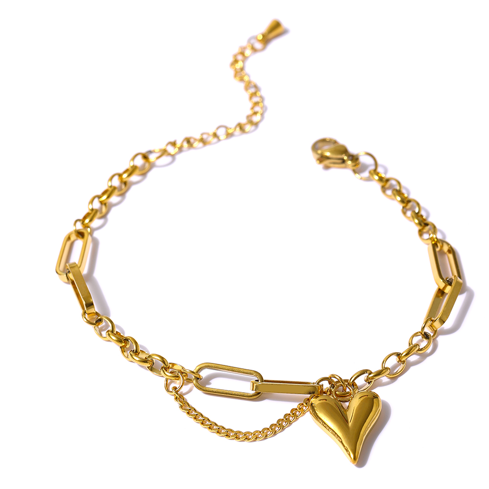 Yhpup-collar con colgante de corazón romántico para mujer, gargantilla de acero inoxidable de 18 K con textura de Metal, de , para aniversario: Oro oscuro