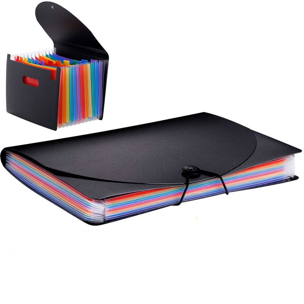 A4 File Folder Document Bag Receipt File Expanding Rainbow Bill Folders 13 Pockets Document Organizer Office Supplies Stationery