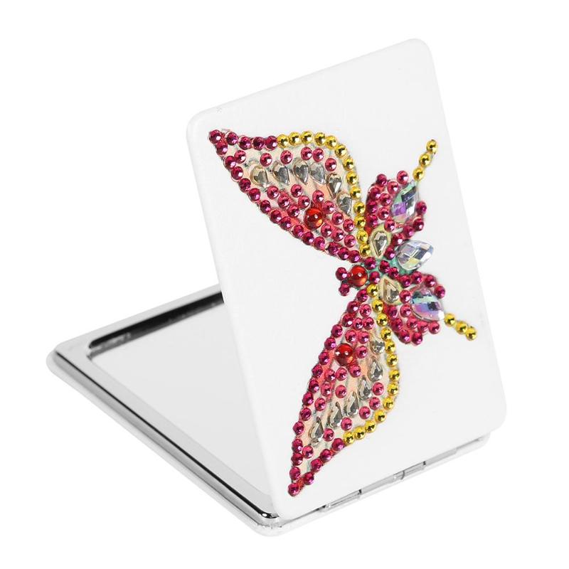 5D bricolage diamant peinture miroir Mini poche femmes fille maquillage miroir papillon strass diamant broderie miroirs: 08