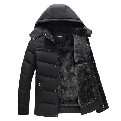 Dad winter jacket middle-aged and elderly men's winter jacket middle-aged men's warm cotton jacket grandfather Down jacket: Black / Asian-XL(EUR M)