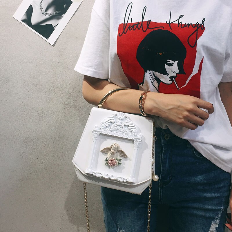 Barokke engel cupido doosvormige ketting schoudertas voor vrouwen portemonnees en handtassen feest clutch avondtas bruiloft portemonnee