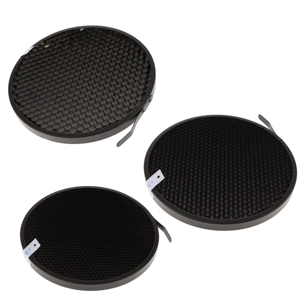 3Pcs 60 50 40 Degree Honeycomb Grid Mesh for 7inch Standard Reflector Diffuser Lamp Shade Photography Acces