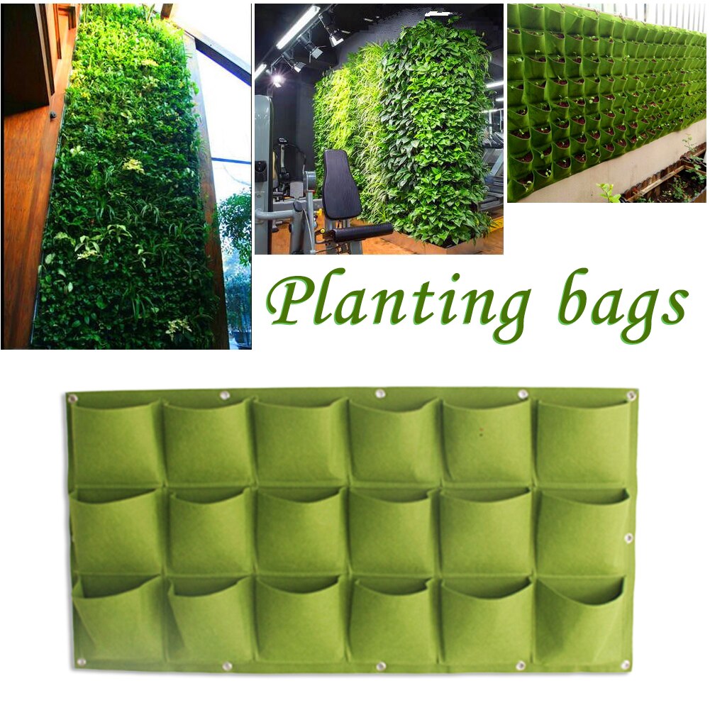 18/9 Pockets Grow Bag Green Environment Felt Wall Hanging Planting Bag Family Balcony Garden Indoor Green Planter Wall Home