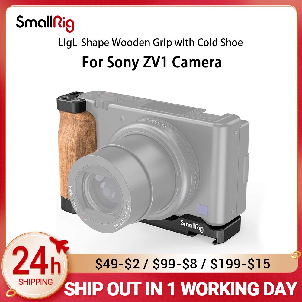 SmallRig – caméra ZV1 Vlog Rig, poignée en bois en forme de L avec chaussure froide pour Sony ZV1, accessoires de Vlog 2936