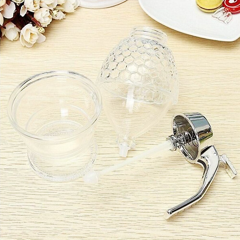 Glass Crystal Honey Dispenser Transparent Honey Storage Container Bottle 2