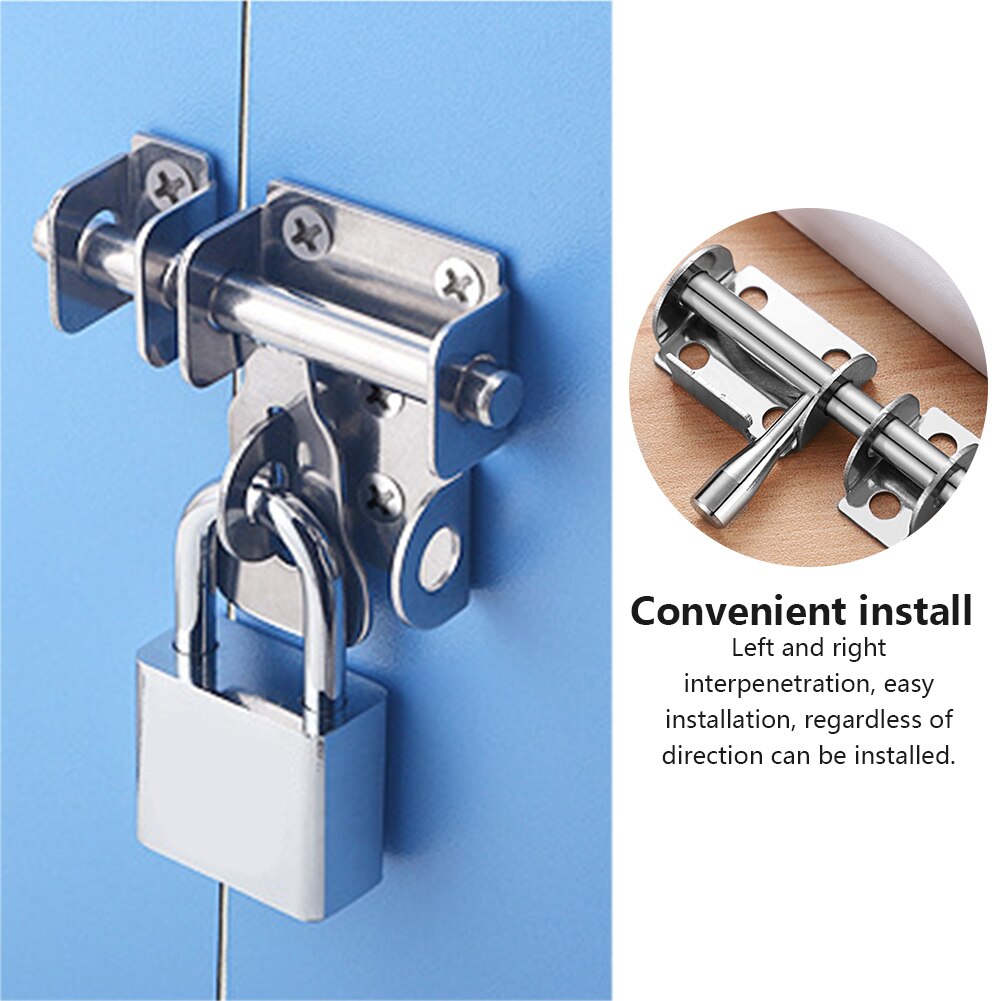2pcs Windows Pet Gate Padlock Hole Heavy Duty Sliding Barrel Bolt Stainless Steel Brushed Surface Toilet Warehouse Doors Fences
