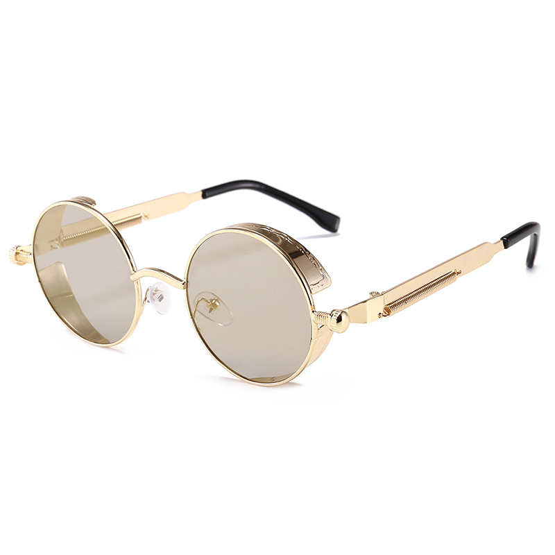Metal Steam Punk Sunglasses Men Women Round Mirror Glasses Brand Vintage Sun Glasses Retro Eyeglasses UV400
