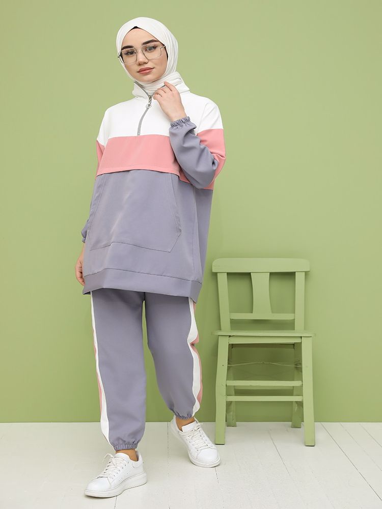 Kangourou – ensemble pantalon Double poches pour femmes, 2 pièces, col ras du cou, tunique taille haute, jambes larges, quatre saisons